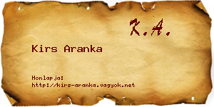 Kirs Aranka névjegykártya