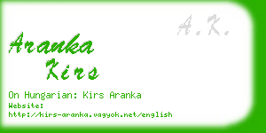 aranka kirs business card